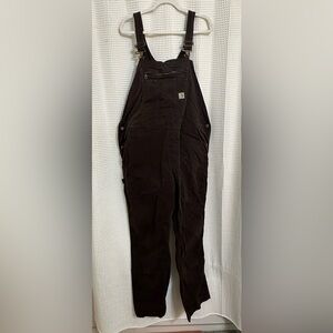 Carhartt Women's Rugged Flex Loose Fit Canvas Bib Overall Dark Brown